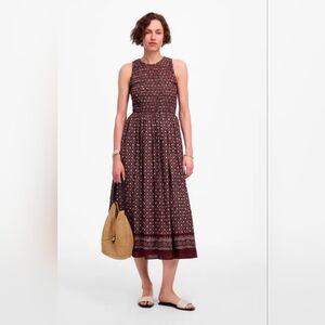 Nwt Madewell The Melody Smocked Midi Dress in Daisy Print Dusty Plum Size XL